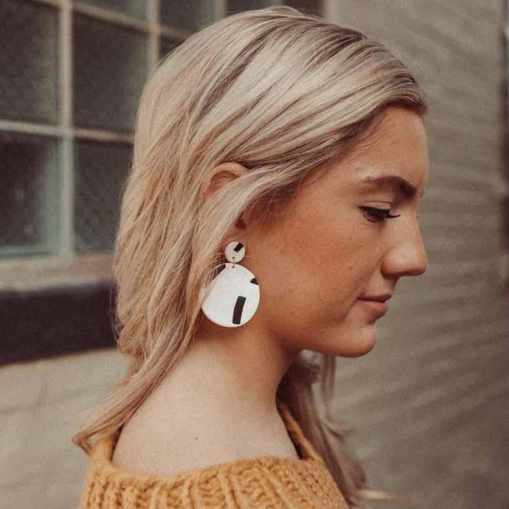 B&W Clay Earring